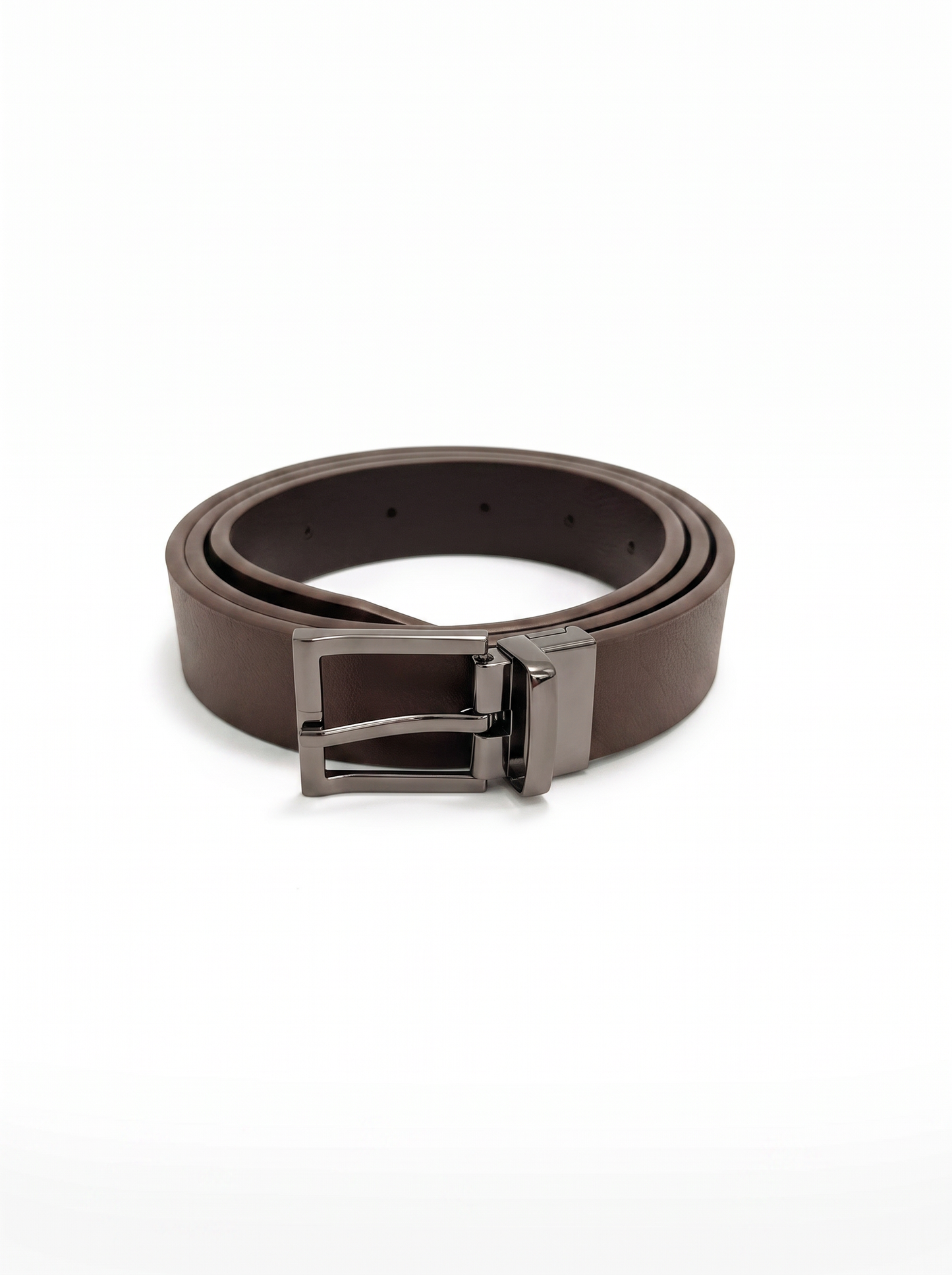 Cintura double face con fibbia satinata - Moro