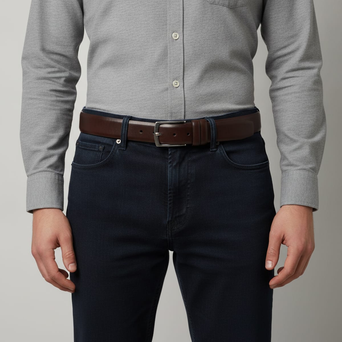 Cintura uomo basic effetto tamponato - Marrone
