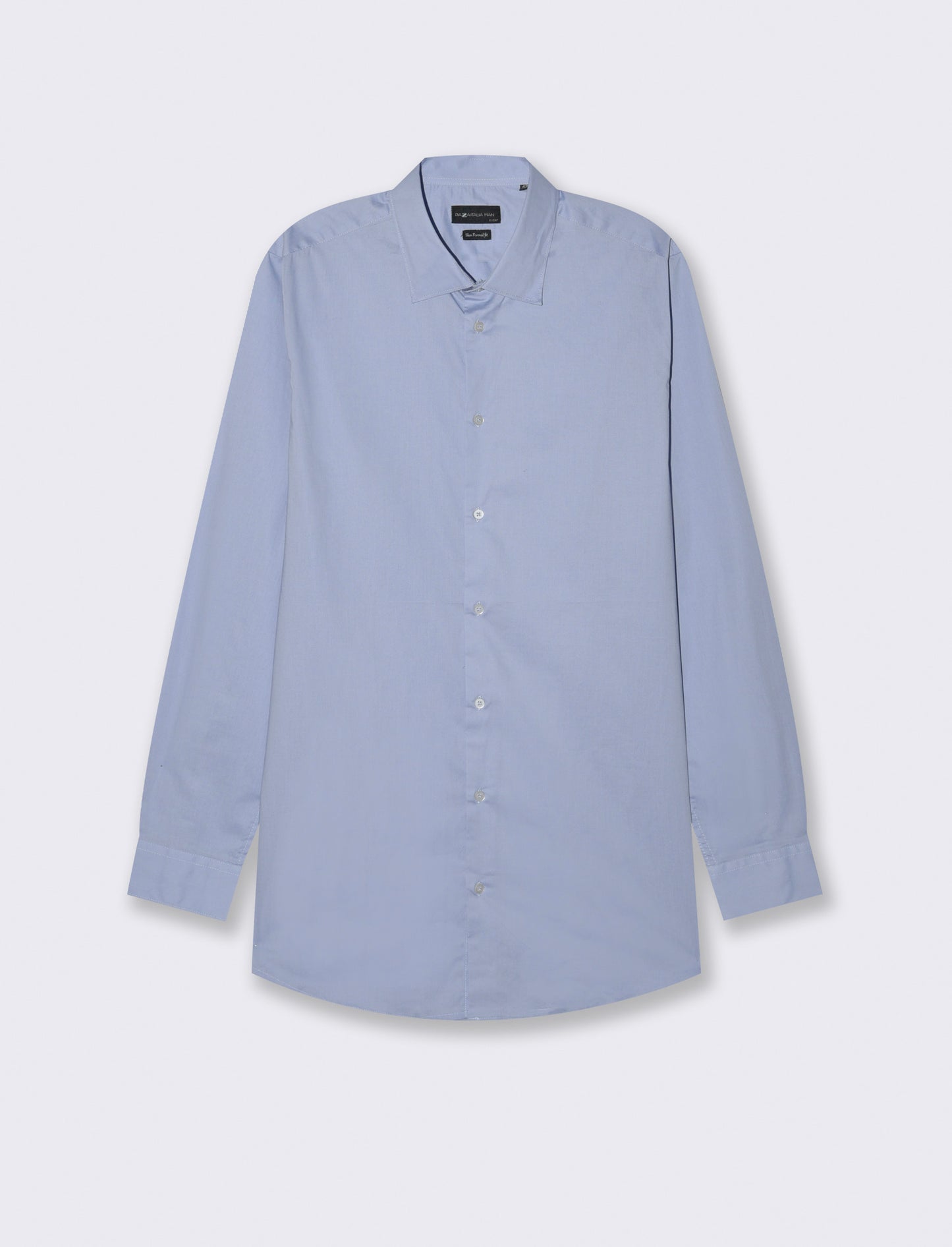 CAMICIA IN POPELINE ELASTICIZZATA SLIM FIT - Celeste