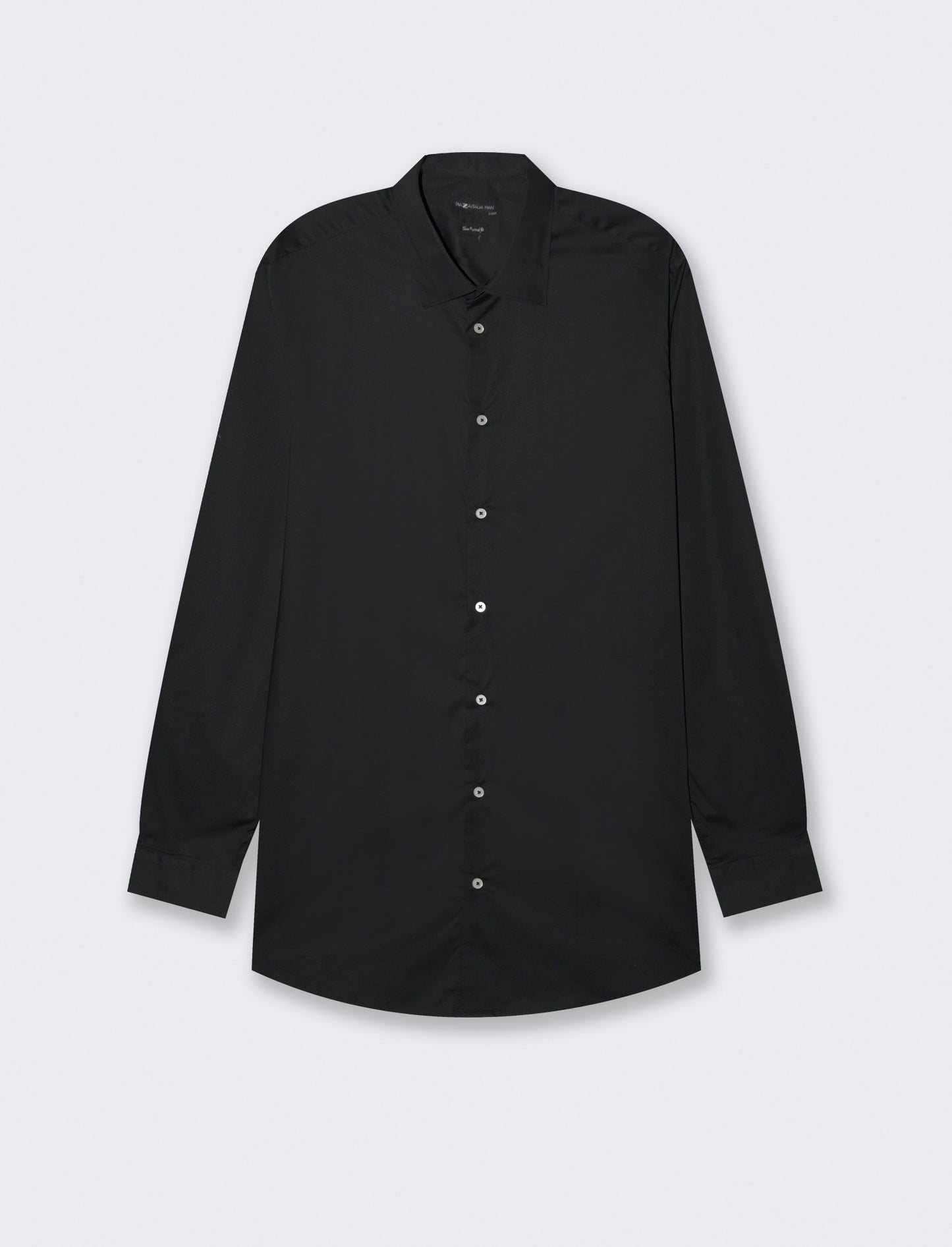 CAMICIA IN POPELINE ELASTICIZZATA SLIM FIT - Nero