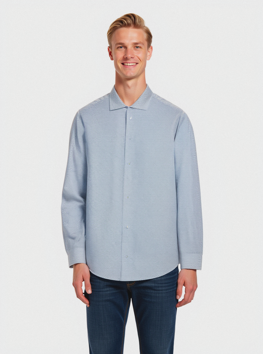 CAMICIA MICRO FANTASIA REGULAR FIT - Celeste
