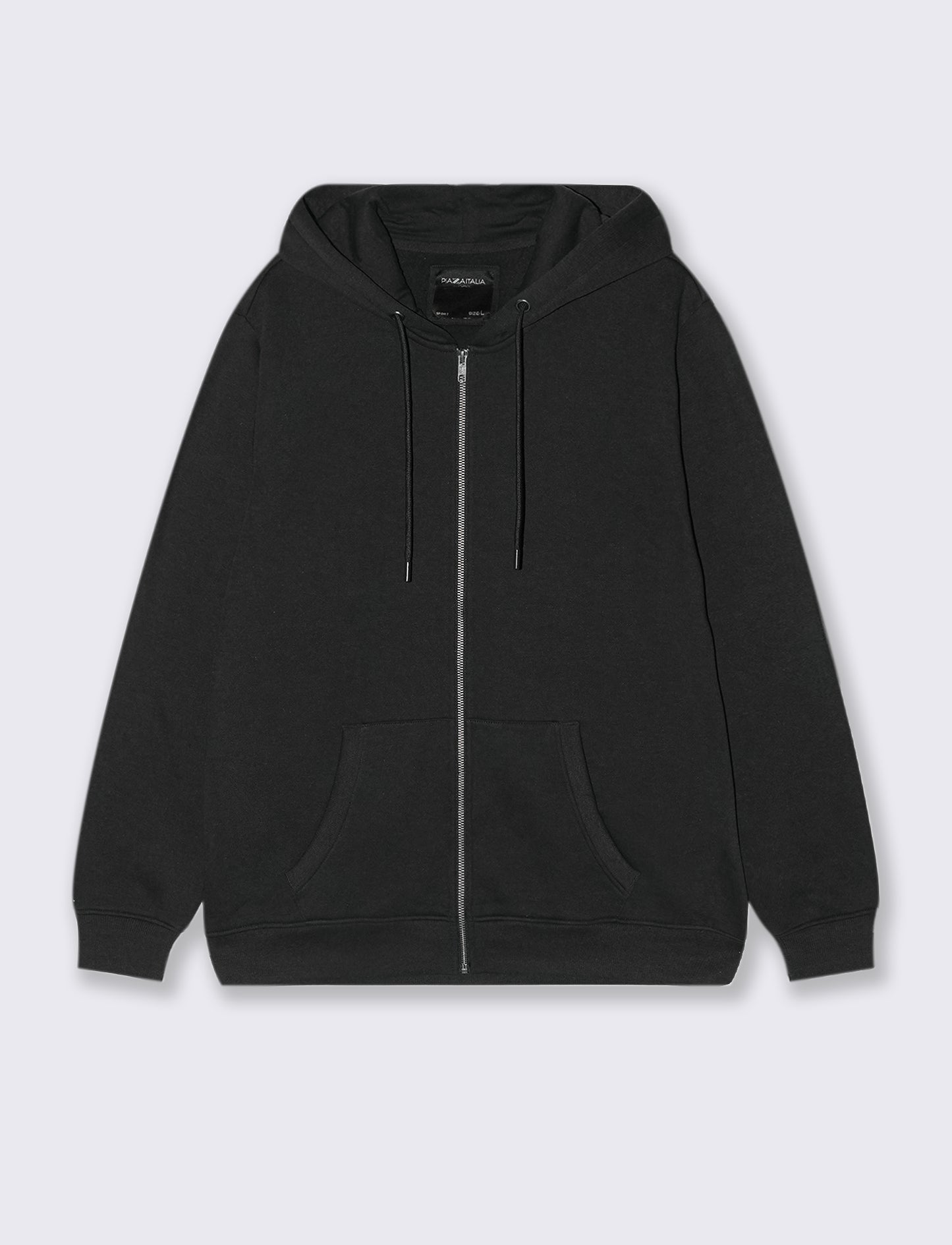 FELPA BASIC CON CAPPUCCIO E CERNIERA - Nero
