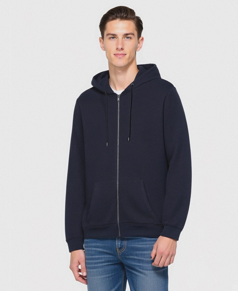 FELPA BASIC CON CAPPUCCIO E CERNIERA - Blu