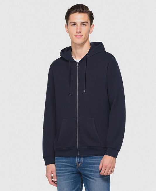 FELPA BASIC CON CAPPUCCIO E CERNIERA - Blu