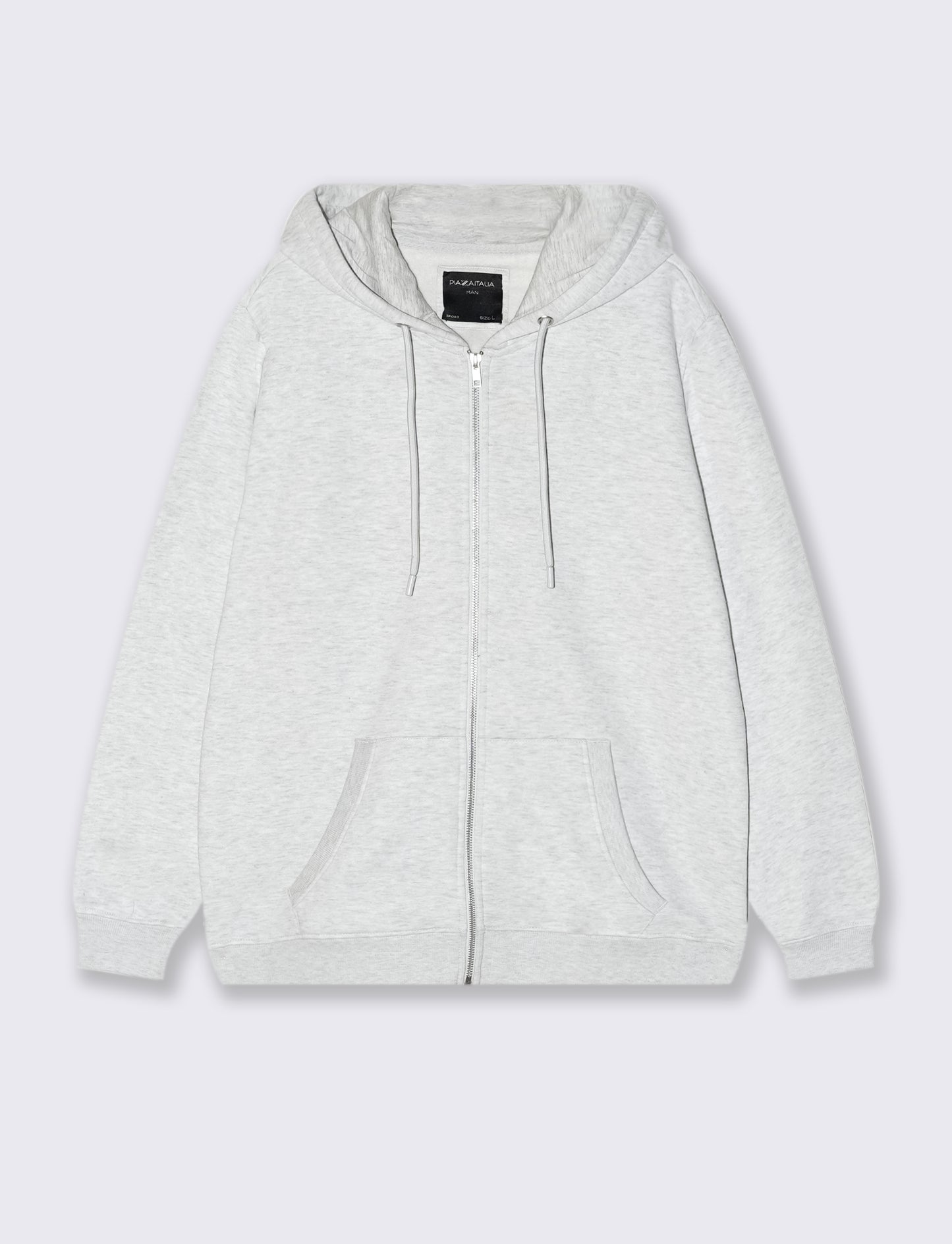 FELPA BASIC CON CAPPUCCIO E CERNIERA - Grigio mel.