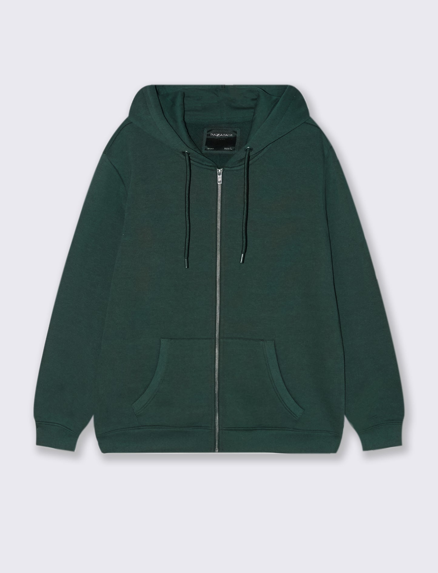 FELPA BASIC CON CAPPUCCIO E CERNIERA - Verde scuro