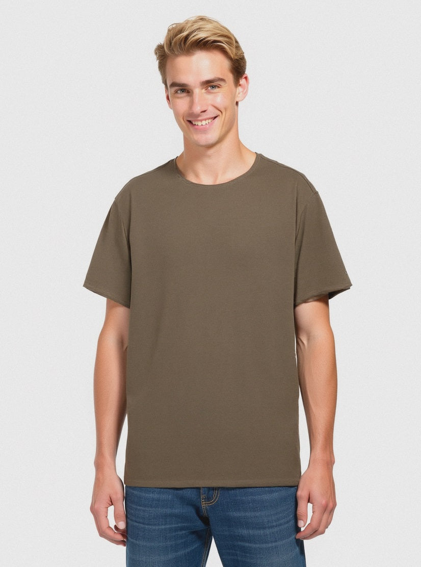 T-SHIRT ORLI TAGLIO VIVO REGULAR FIT - Verde kaki