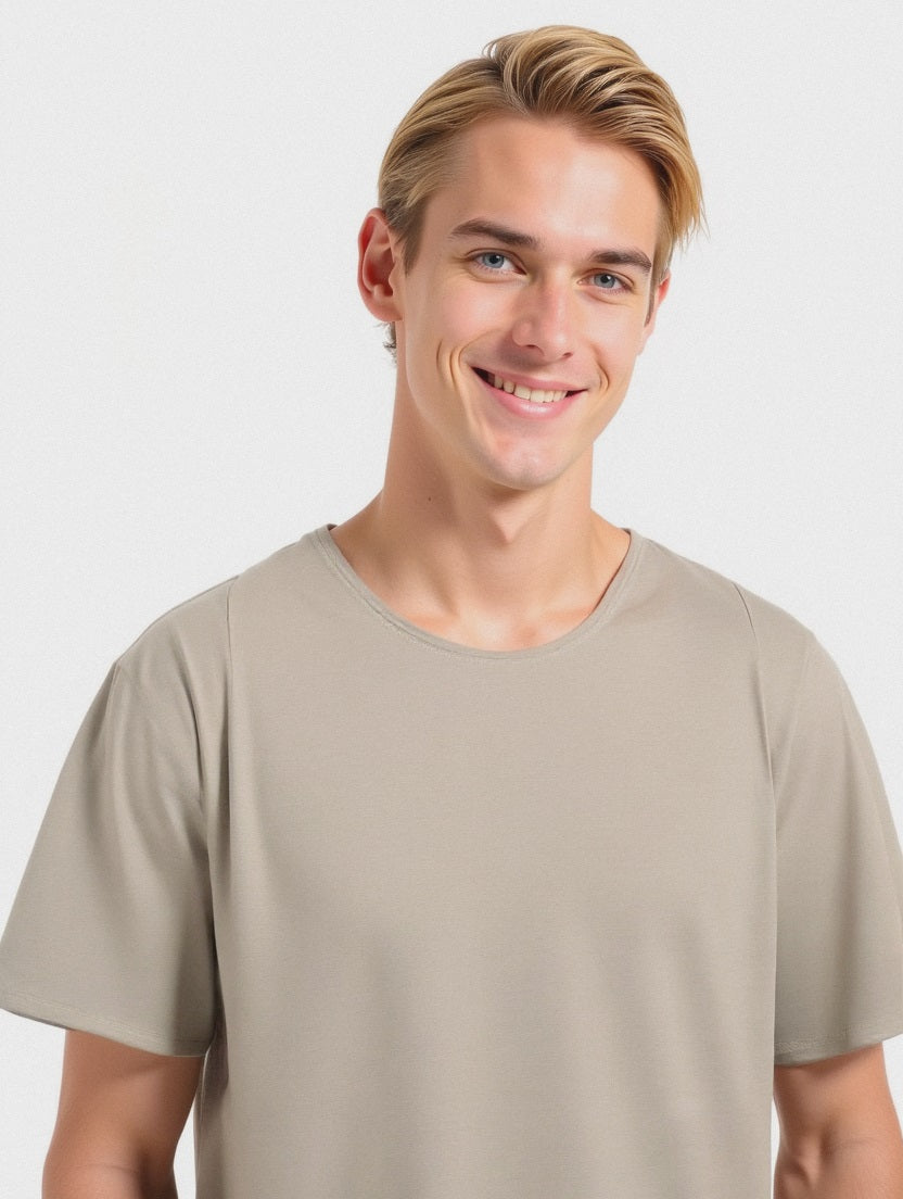 T-SHIRT ORLI TAGLIO VIVO REGULAR FIT - Grigio ghiaccio