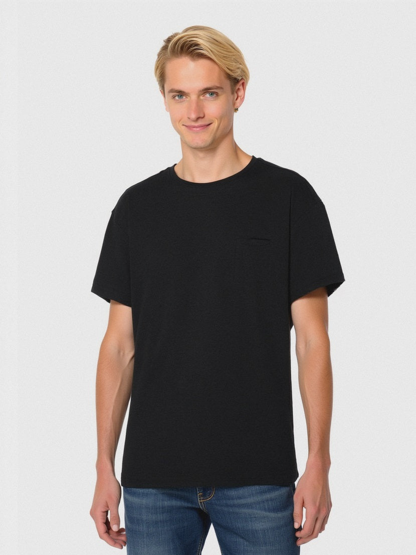 T-SHIRT COTONE SLUB LOOSE FIT - Nero