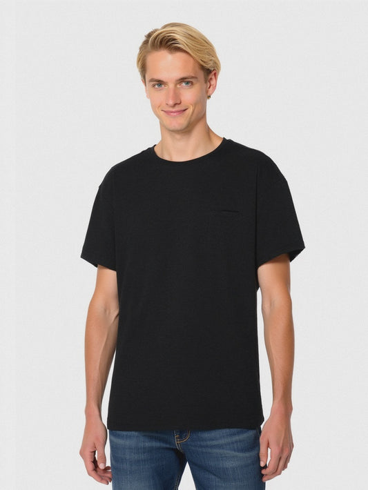 T-SHIRT COTONE SLUB LOOSE FIT - Nero