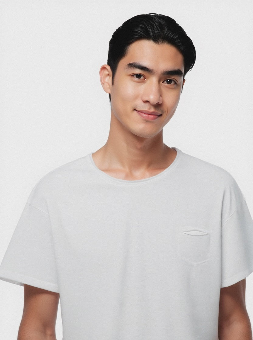 T-SHIRT COTONE SLUB LOOSE FIT - Bianco