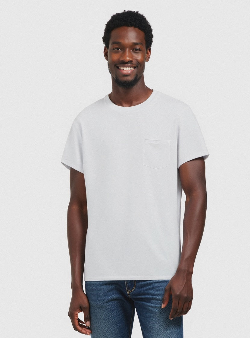 T-SHIRT BASIC CON TASCA - Bianco