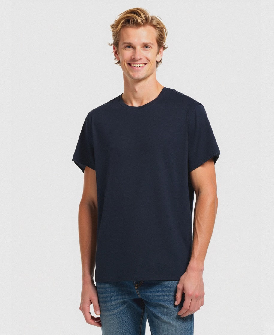 T-SHIRT BASIC IN COTONE REGULAR FIT - Blu