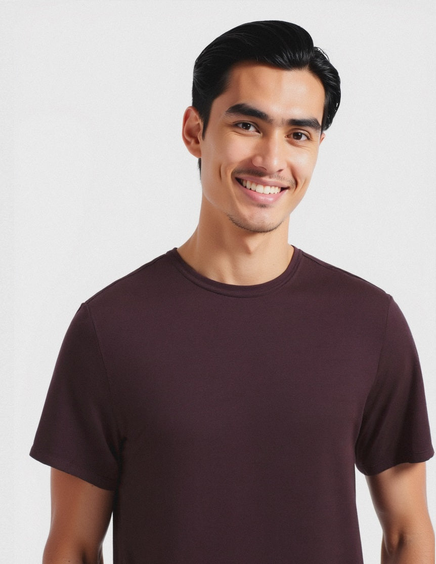 T-SHIRT BASIC IN COTONE REGULAR FIT - Bordeaux