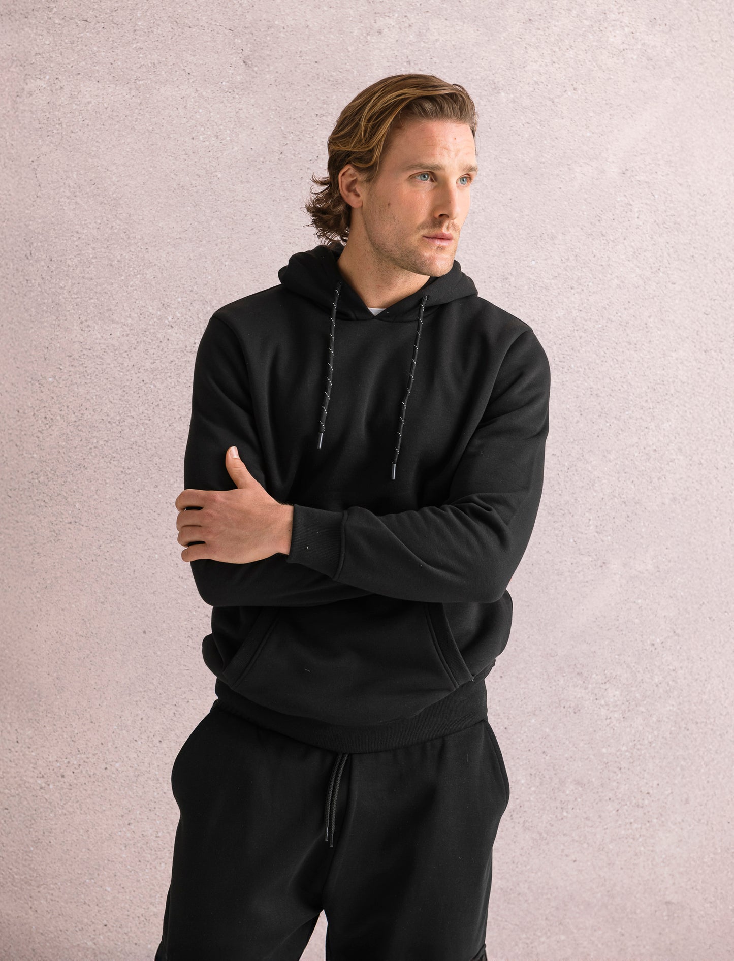 FELPA BASIC CON CAPPUCCIO - Nero