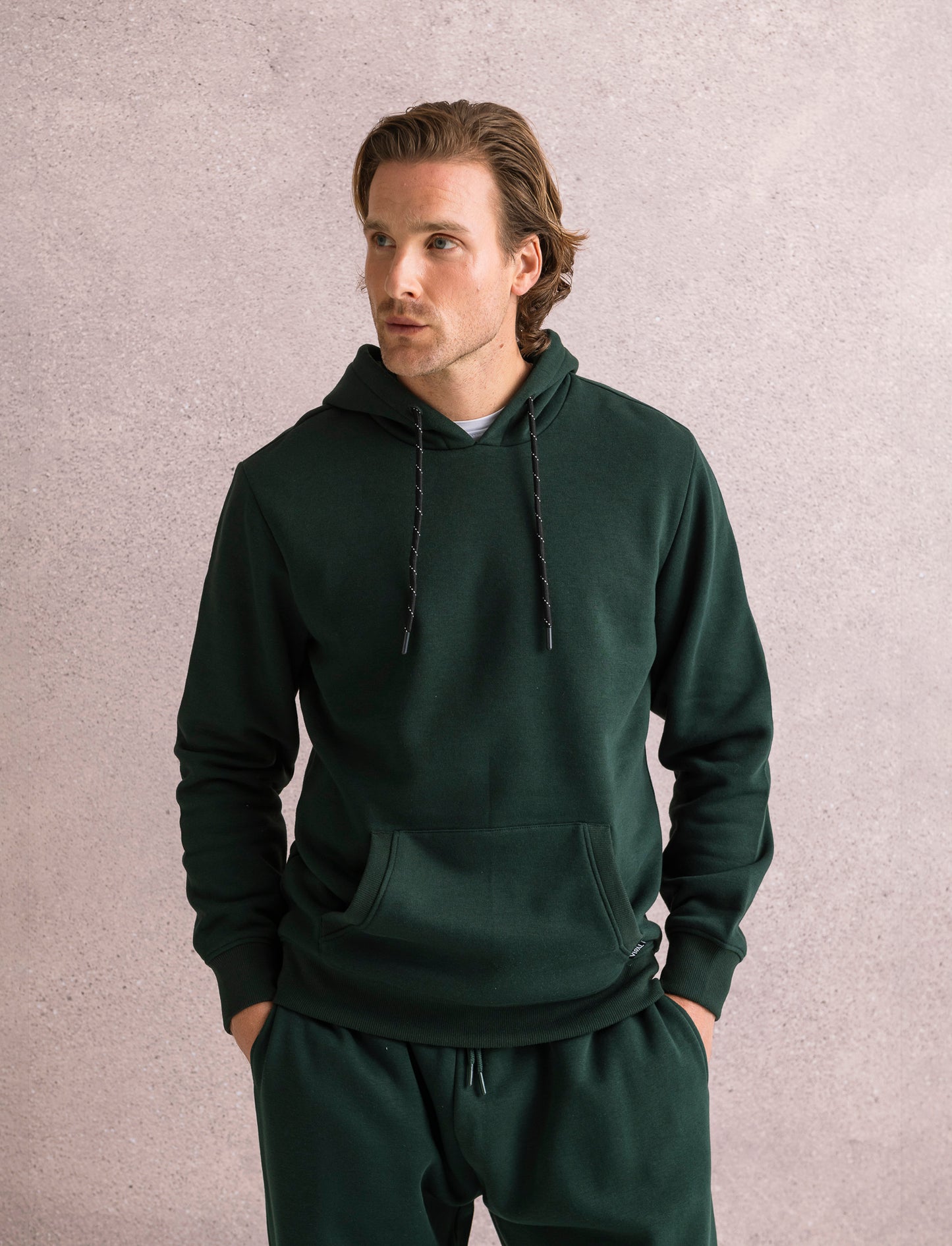 FELPA BASIC CON CAPPUCCIO - Verde scuro