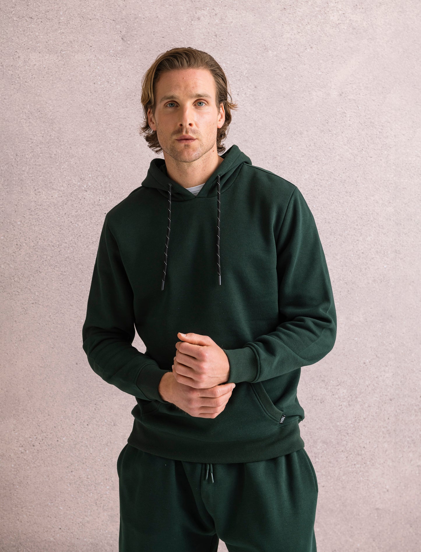FELPA BASIC CON CAPPUCCIO - Verde scuro