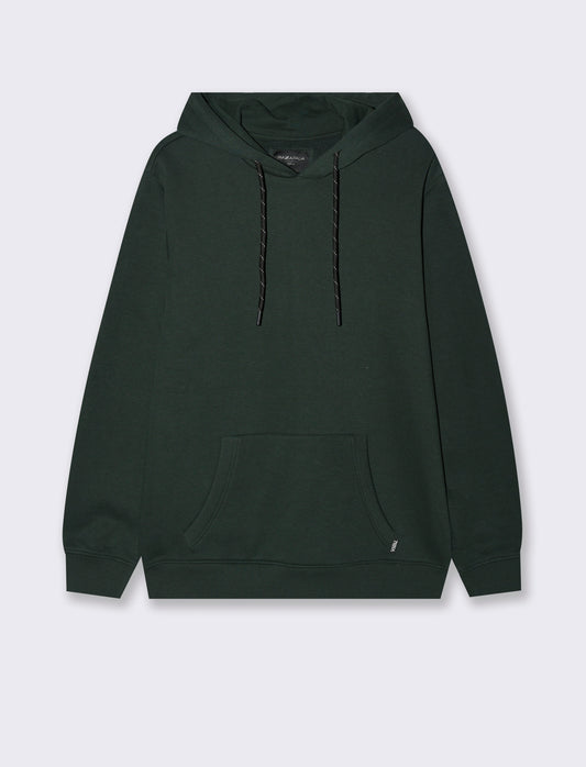 FELPA BASIC CON CAPPUCCIO - Verde scuro