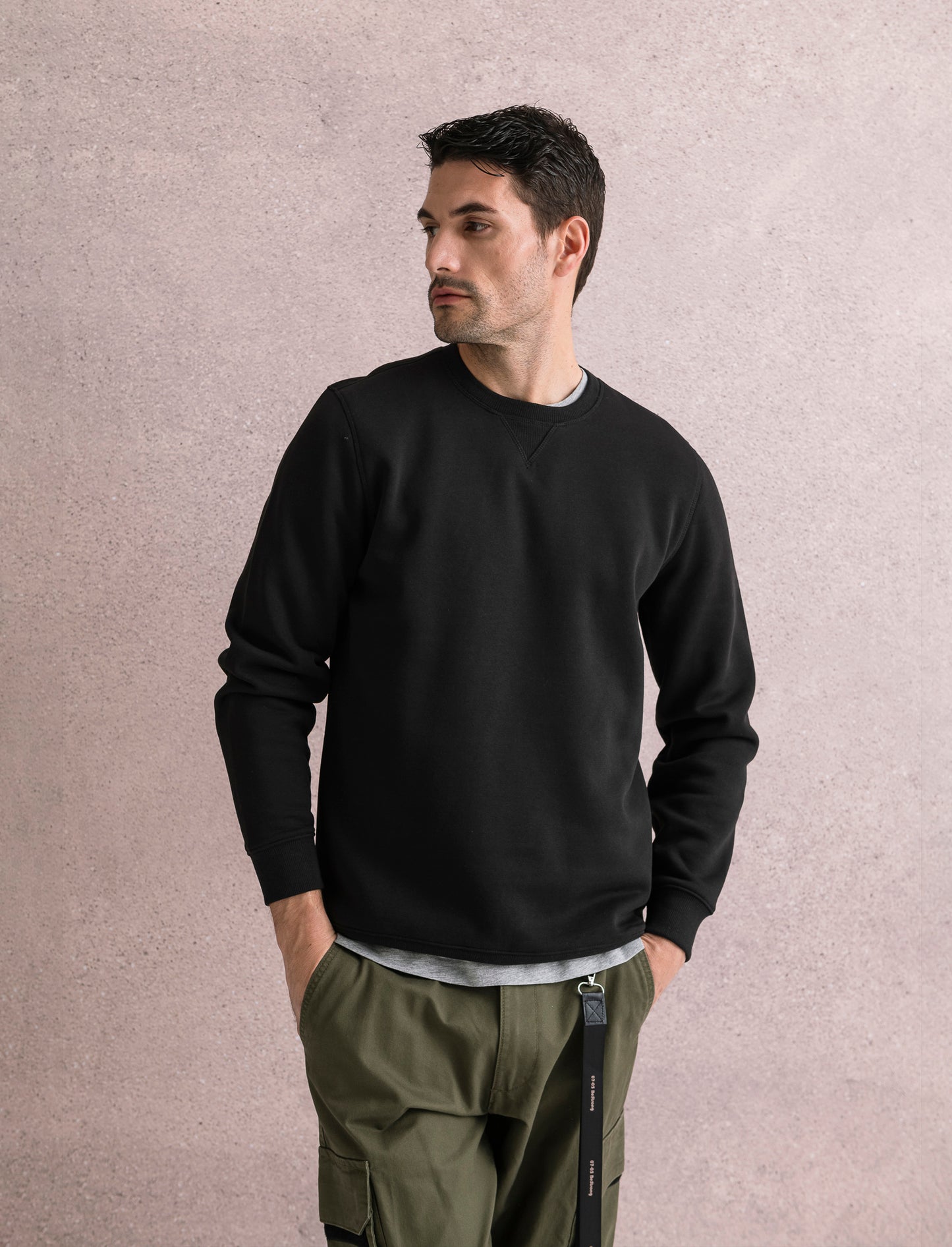 FELPA BASIC GIROCOLLO - Nero