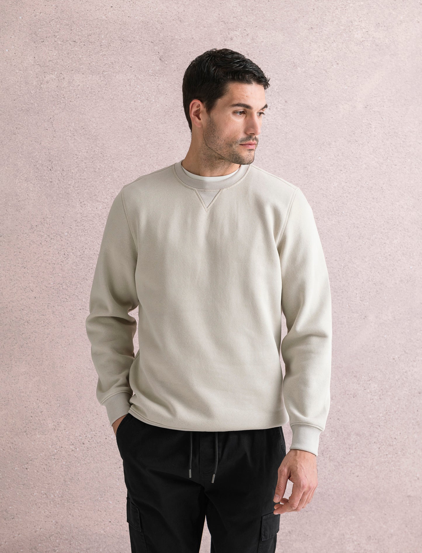 FELPA BASIC GIROCOLLO - Grigio ghiaccio
