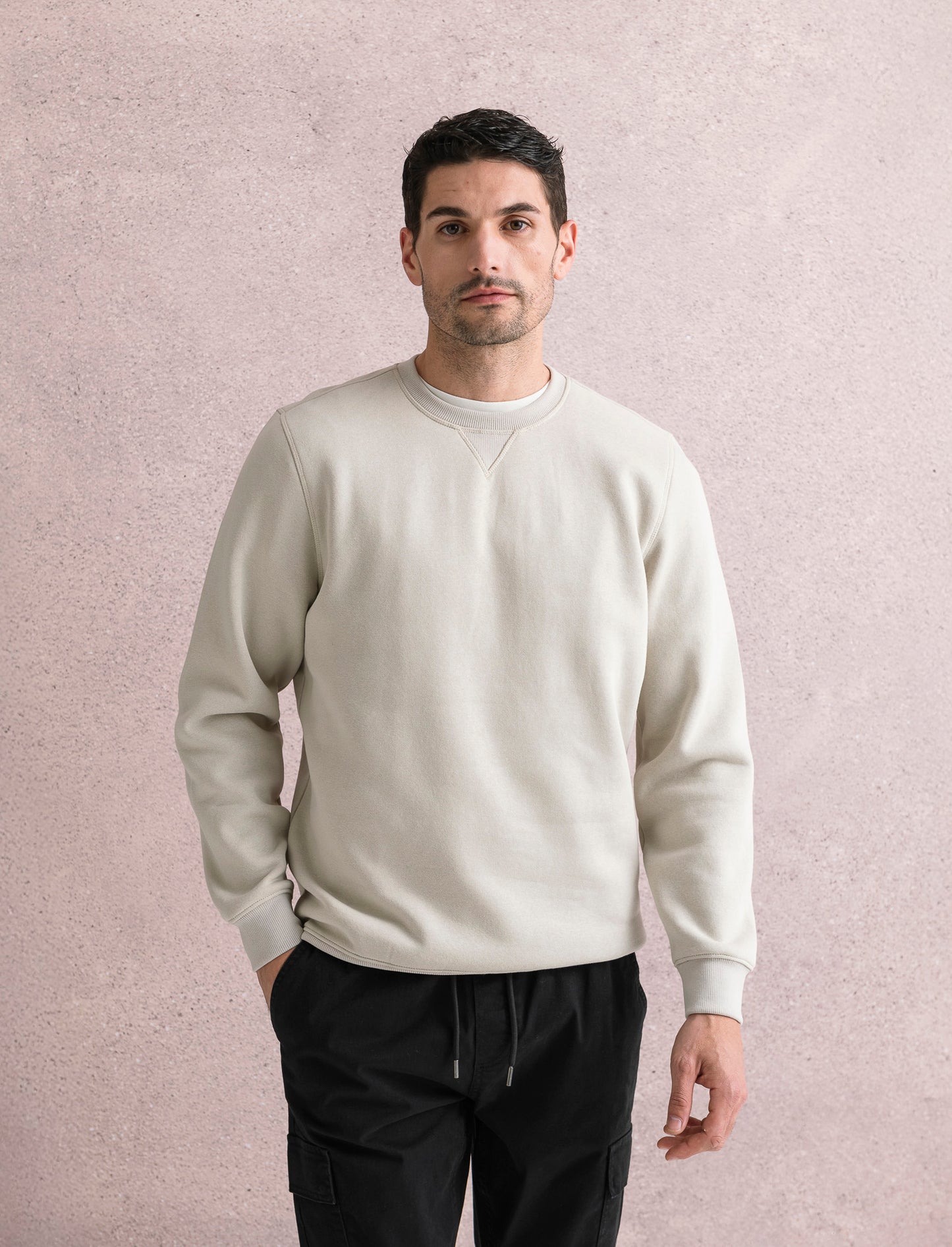 FELPA BASIC GIROCOLLO - Grigio ghiaccio