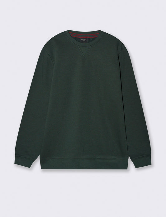 FELPA BASIC GIROCOLLO - Verde scuro