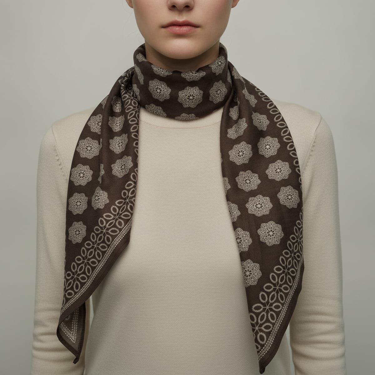 Rectangular patterned scarf - Black