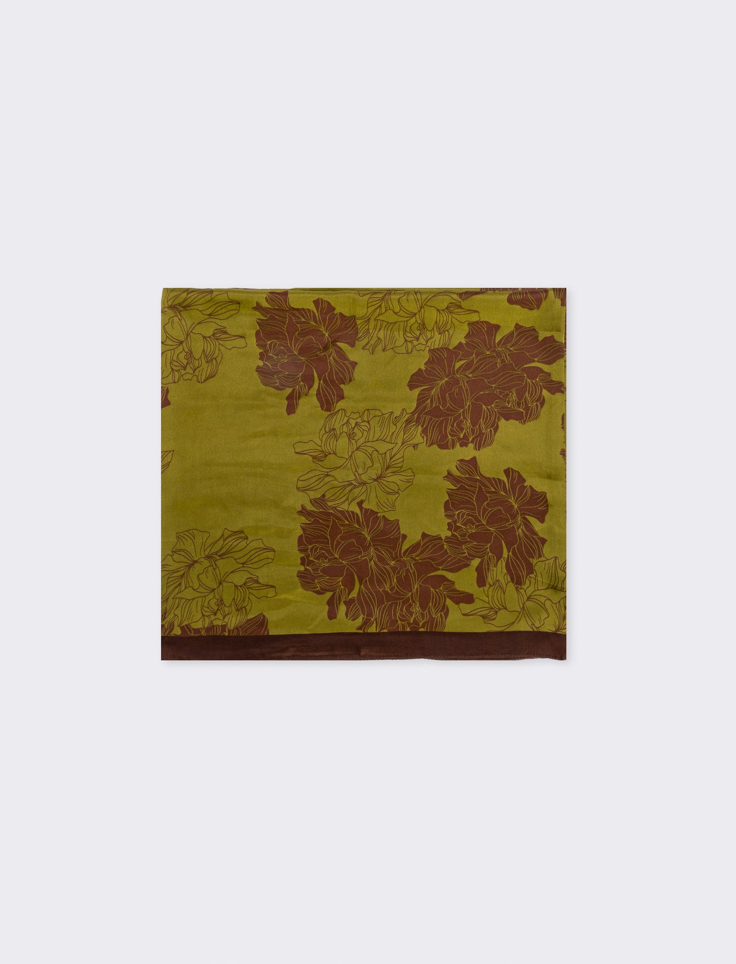 Foulard stampato con fiori e bordino - Verde