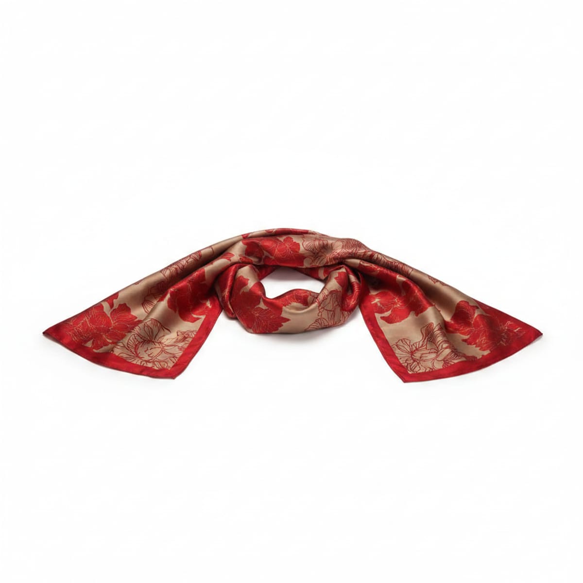 Foulard floreale con bordino elegante - Rosso