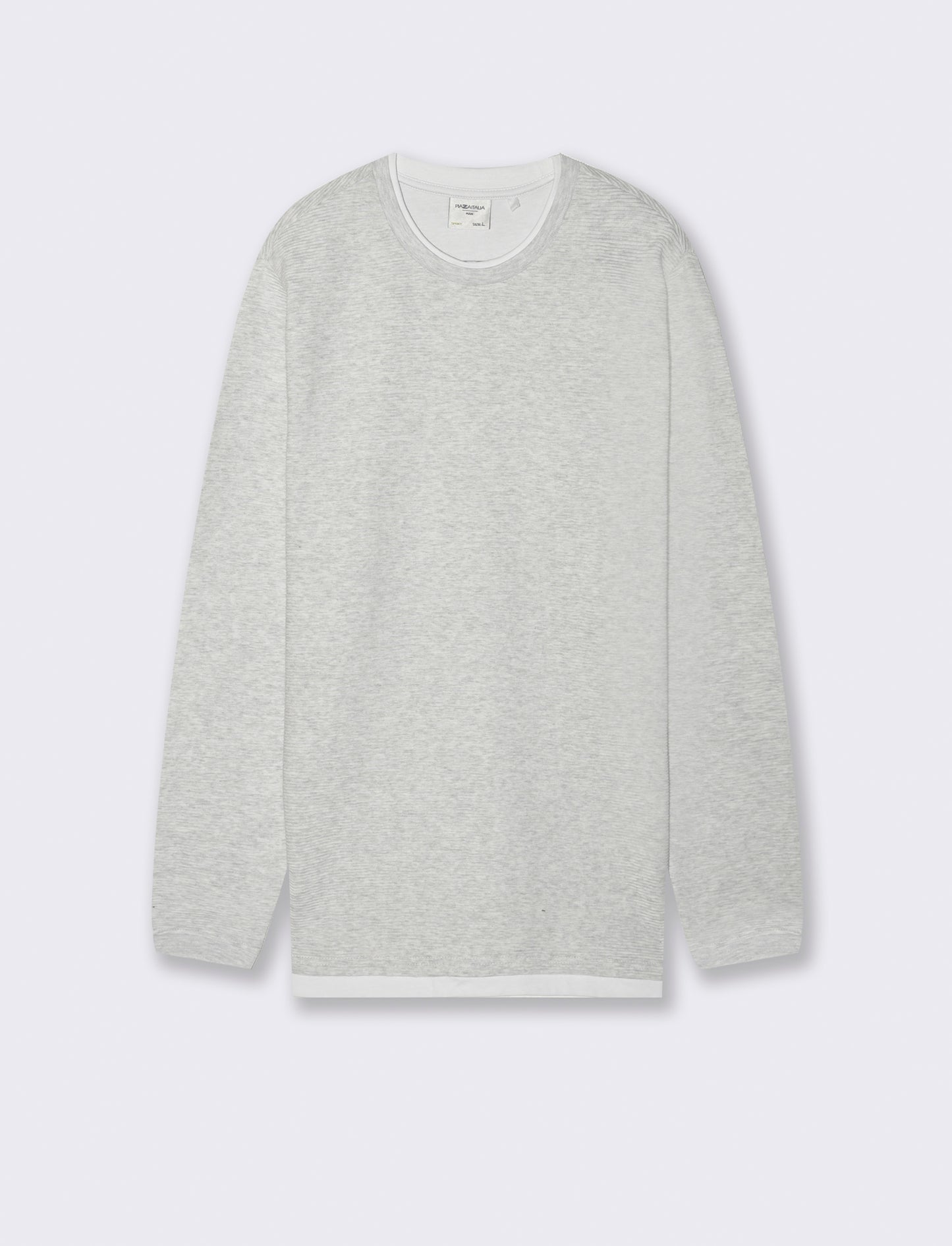 T-SHIRT CON ORLI A CONTRASTO - Grigio mel.