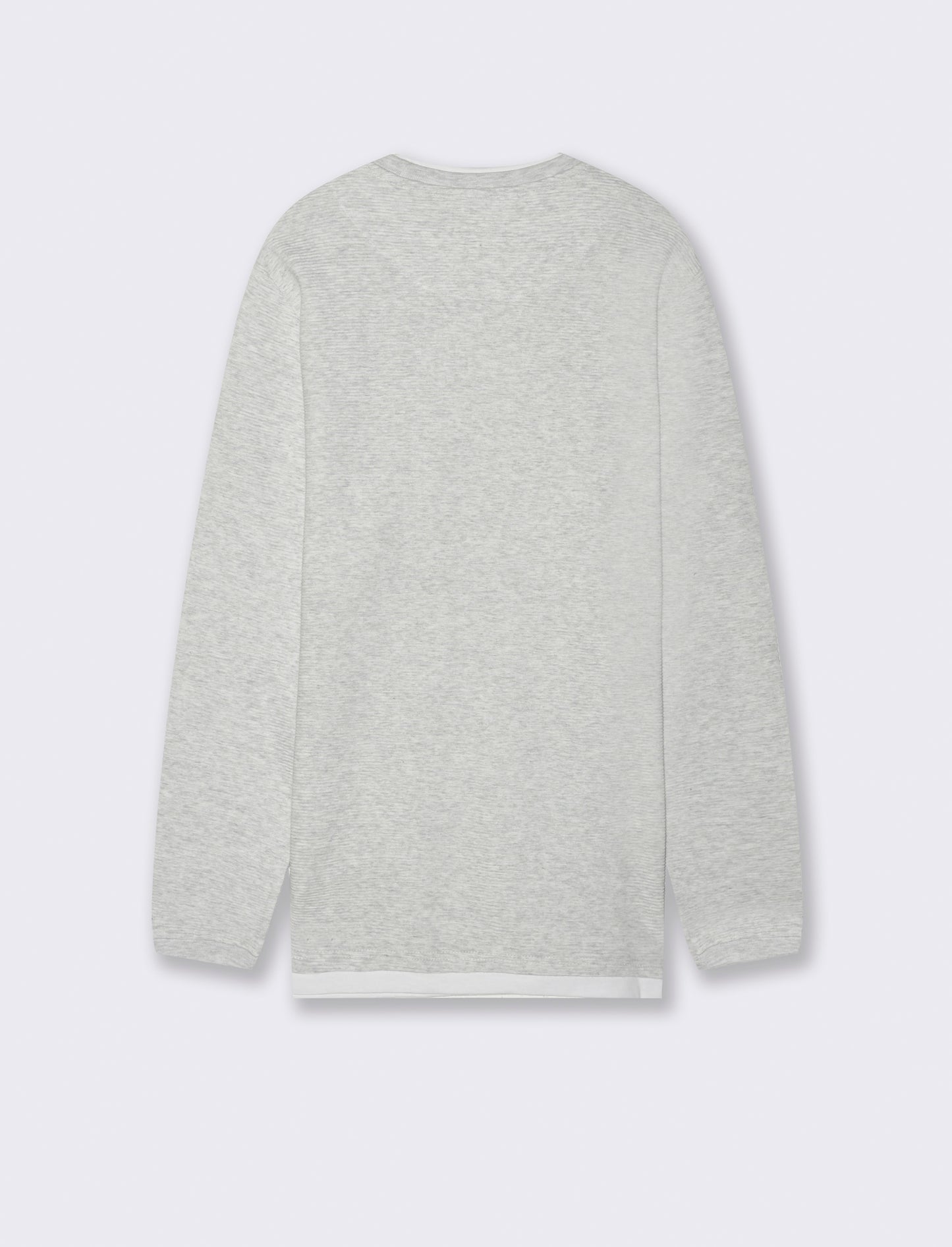 T-SHIRT CON ORLI A CONTRASTO - Grigio mel.