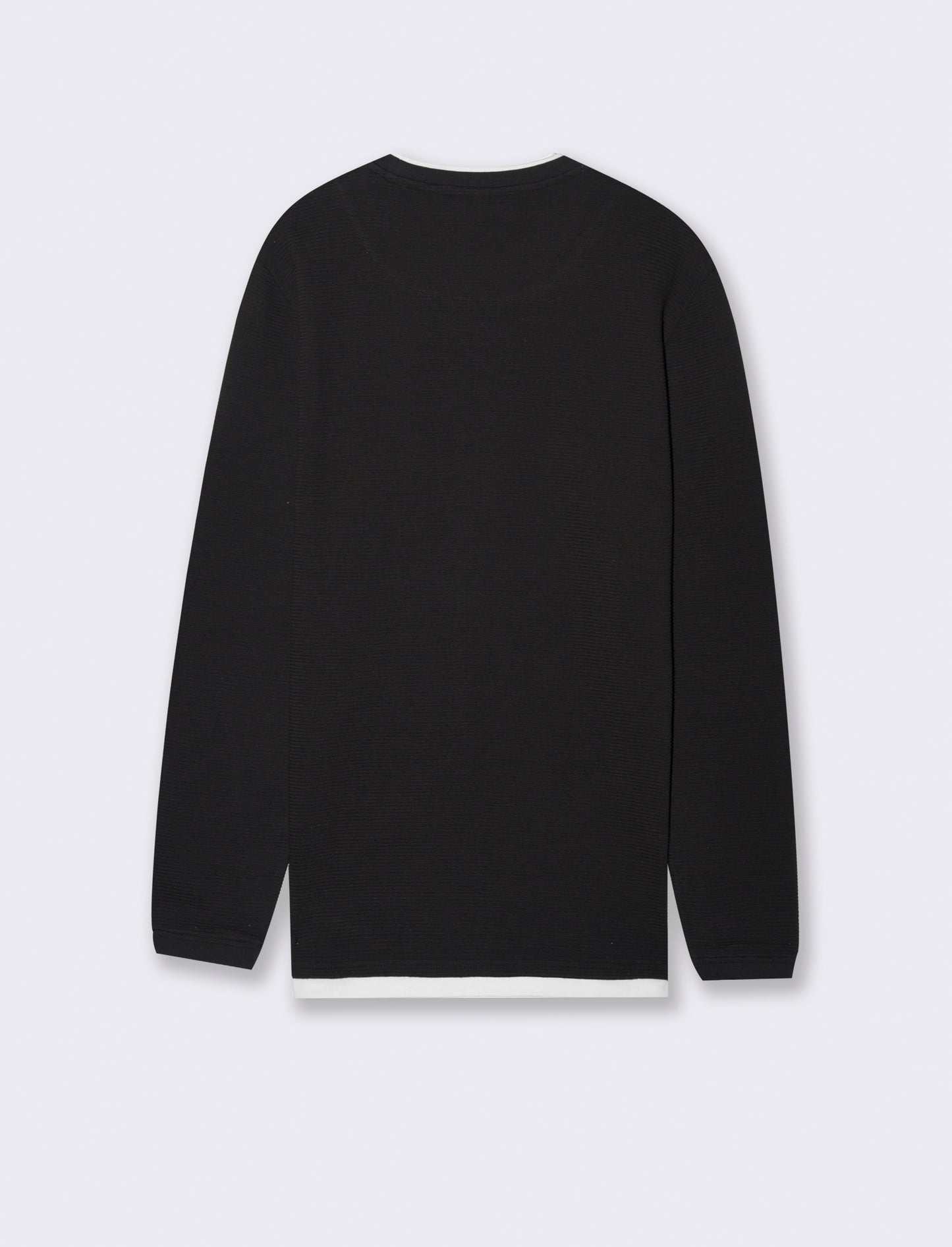 T-SHIRT CON ORLI A CONTRASTO - Nero