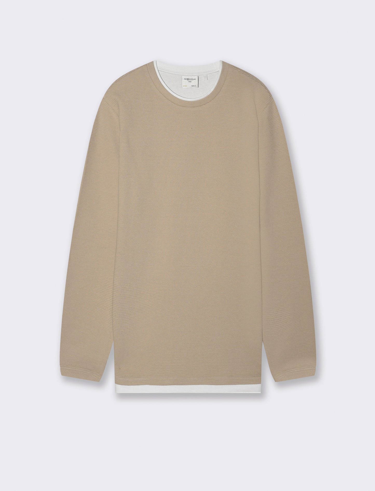T-SHIRT CON ORLI A CONTRASTO - Beige