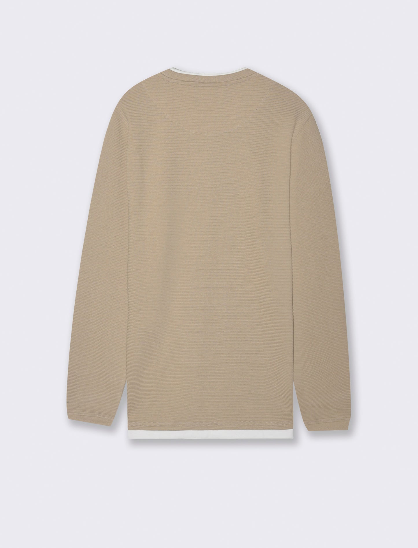 T-SHIRT CON ORLI A CONTRASTO - Beige