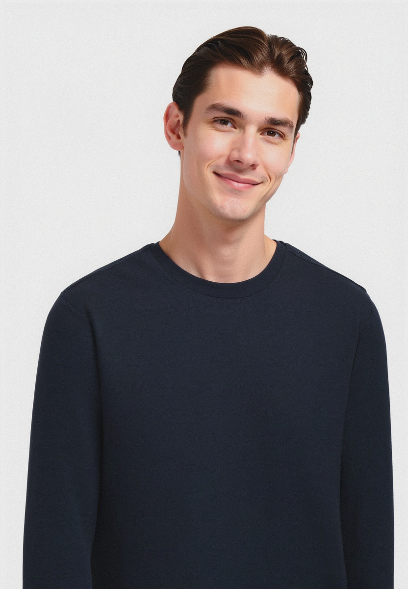 T-SHIRT BASIC A COSTE SLIM FIT - Blu
