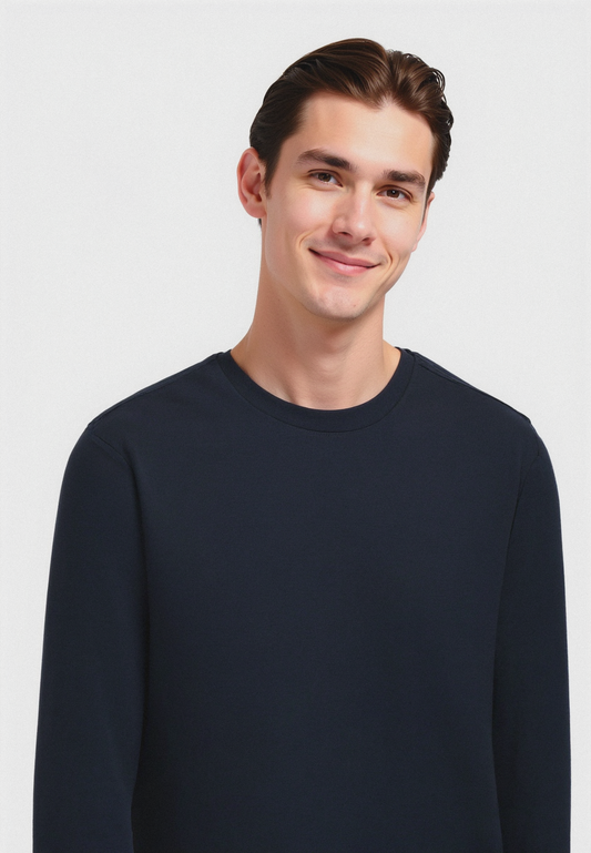 T-SHIRT BASIC A COSTE SLIM FIT - Blu