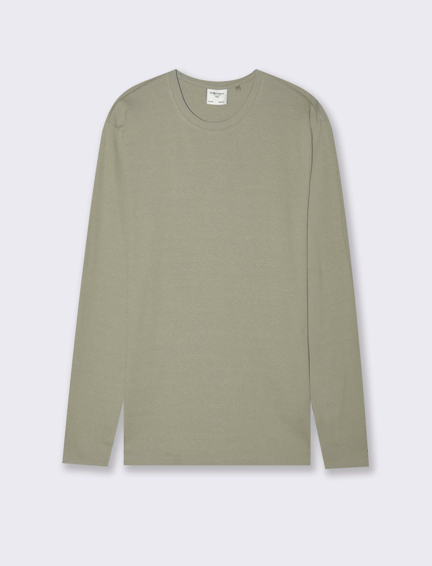 T-SHIRT BASIC A COSTE SLIM FIT - Verde salvia