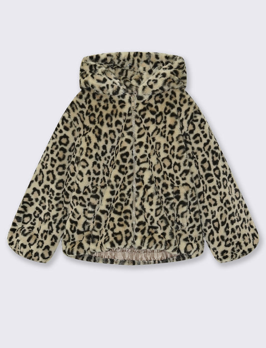 Giubbino finta pelliccia maculata con zip - Leopardato