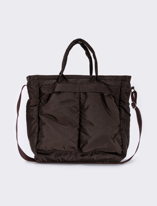 Borsa lavoro uomo nylon con tasche pratiche - Marrone