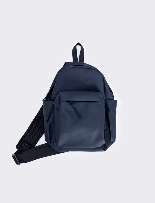 Zainetto uomo monospalla con tasca funzionale - Blu