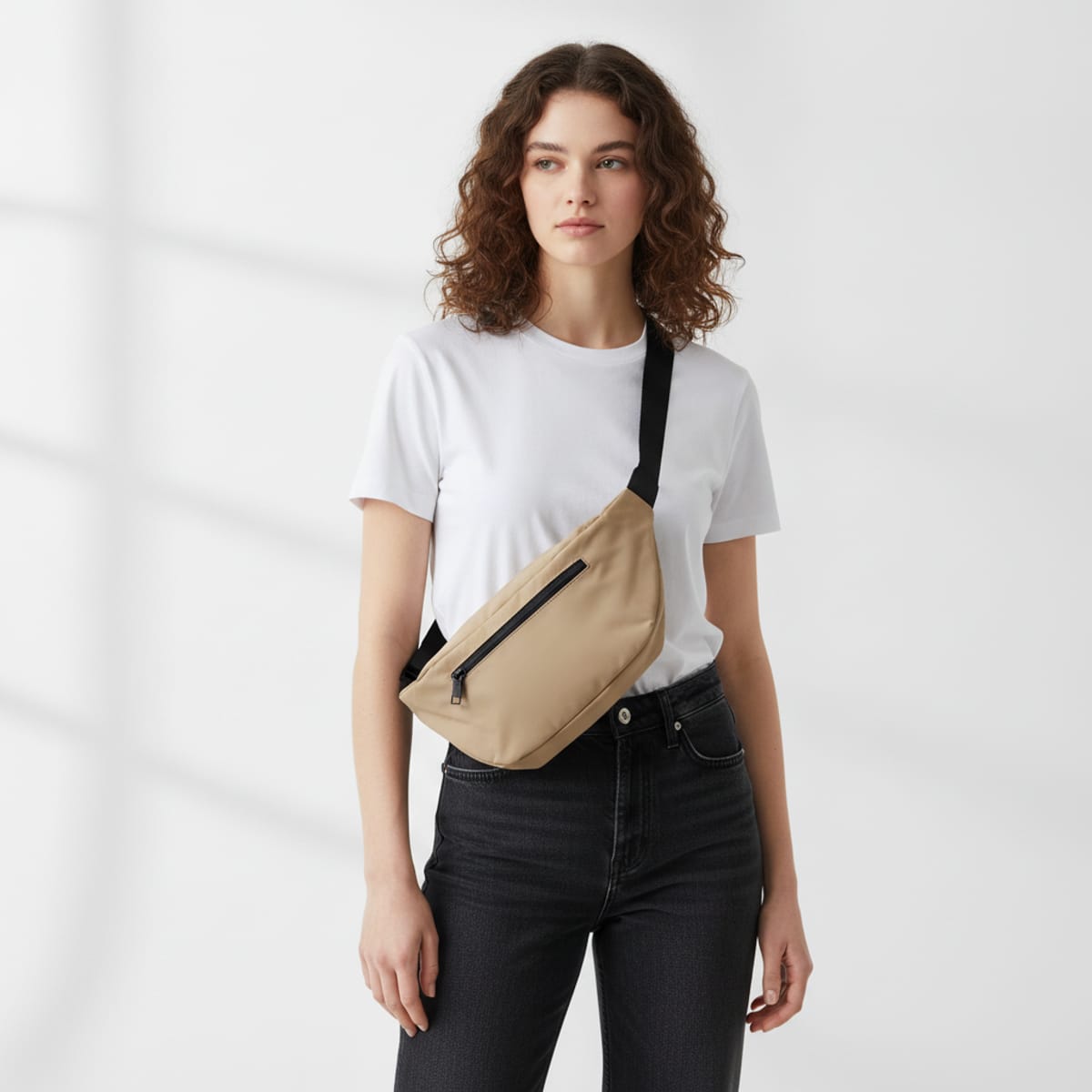 Water-repellent crescent-shaped shoulder bag for men - Grey