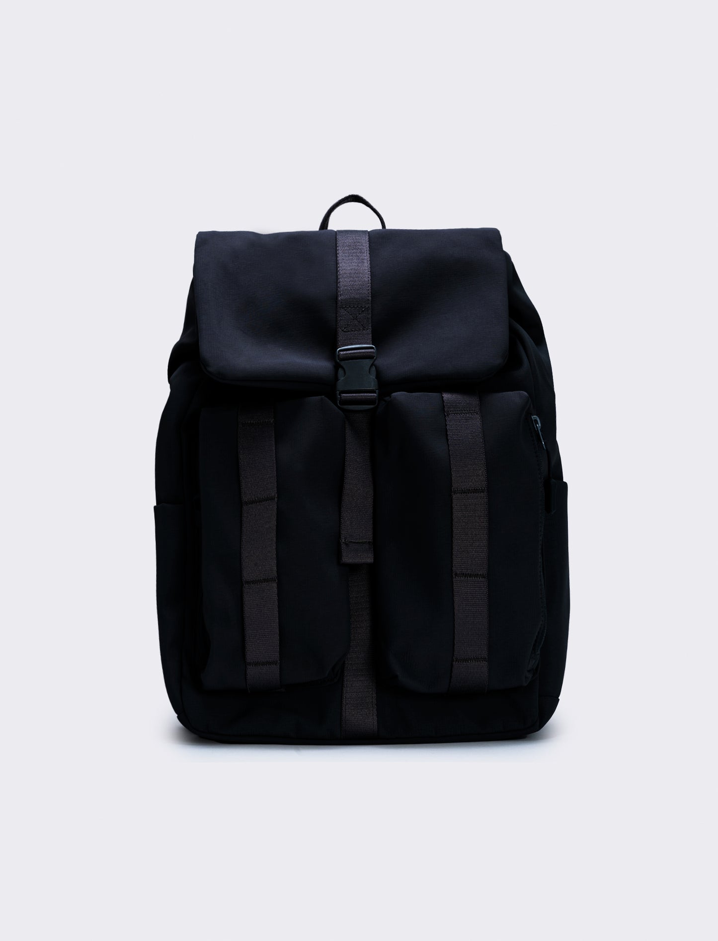 Practical multi-pocket nylon backpack for men - Black
