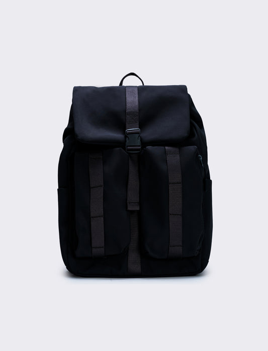 Zainetto uomo nylon multi tasche pratico - Nero
