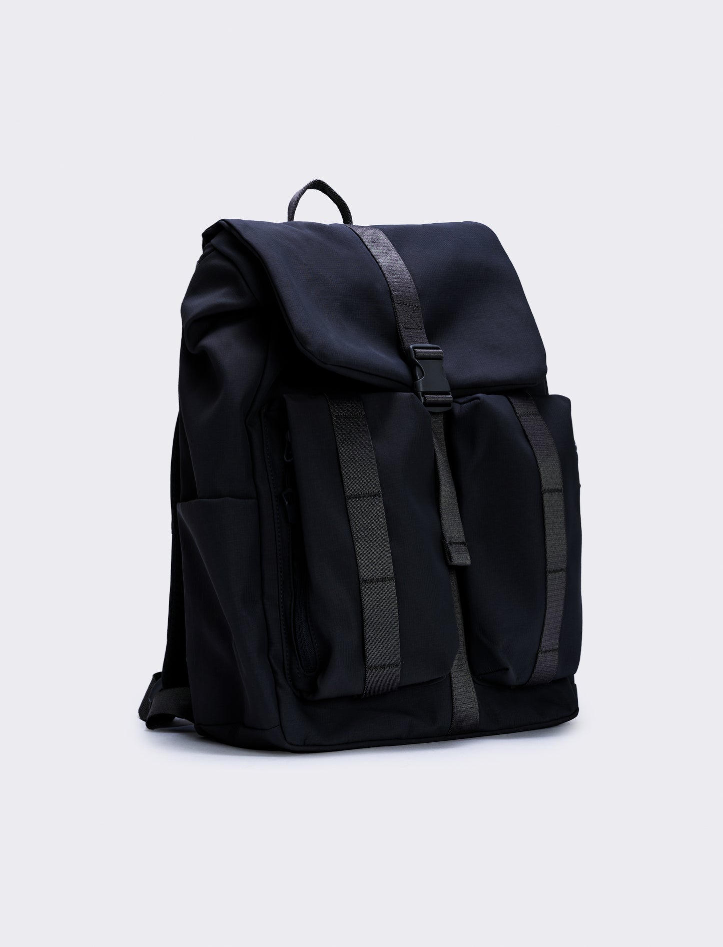 Practical multi-pocket nylon backpack for men - Black