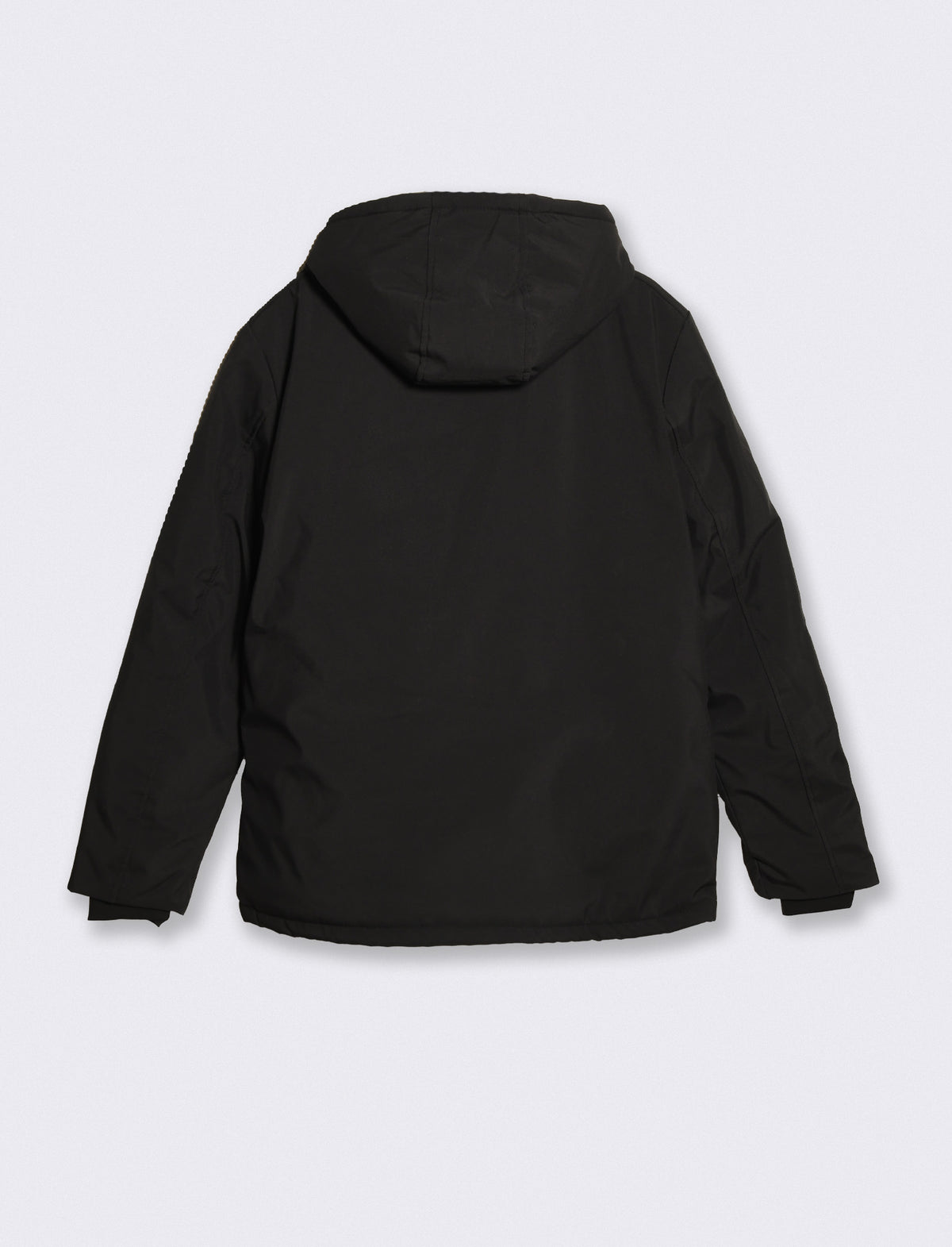 Giaccone imbottito con cappuccio e zip - Nero