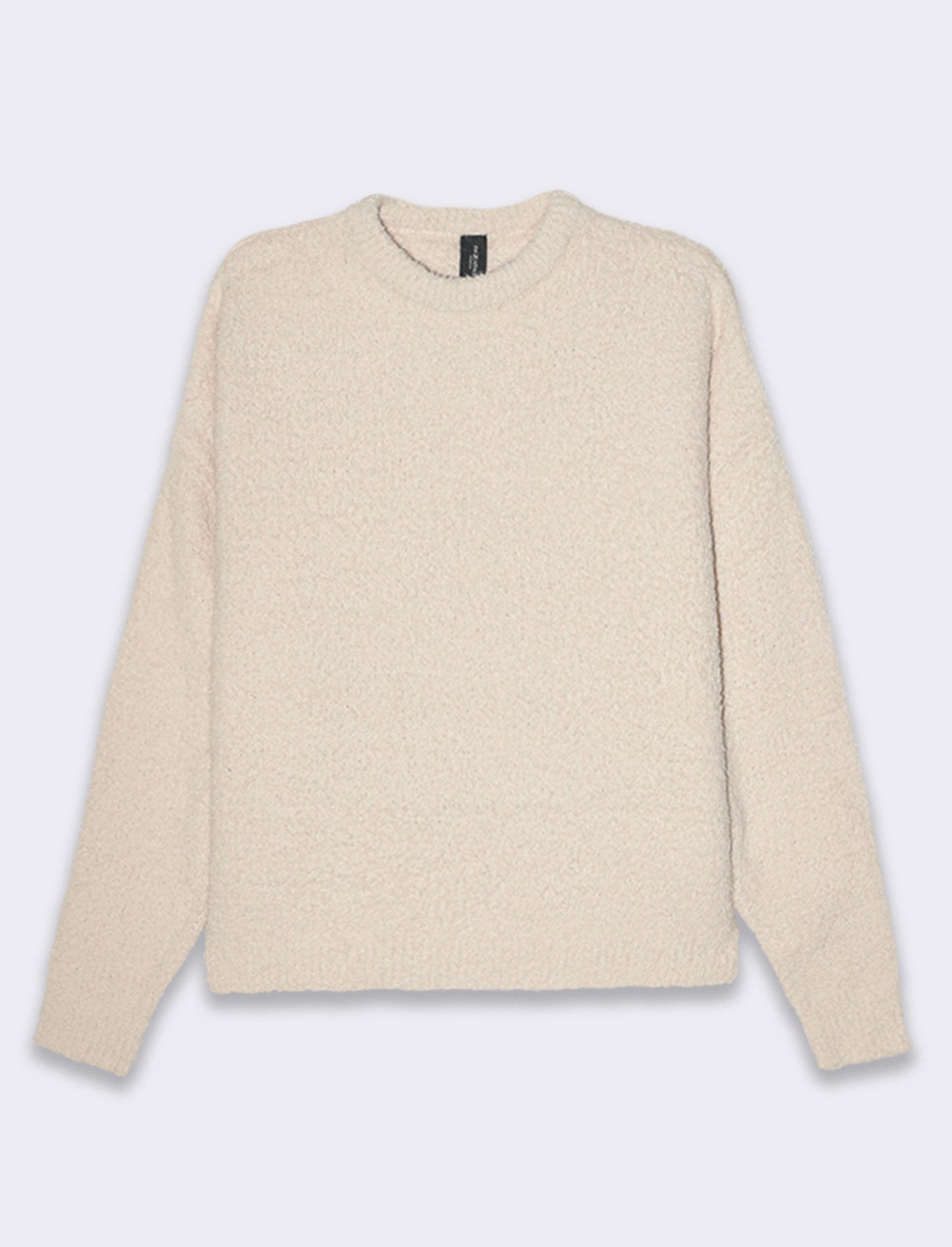 Maglia girocollo e manica lunga taglio crop  tessuto effetto pelliccia - Avorio