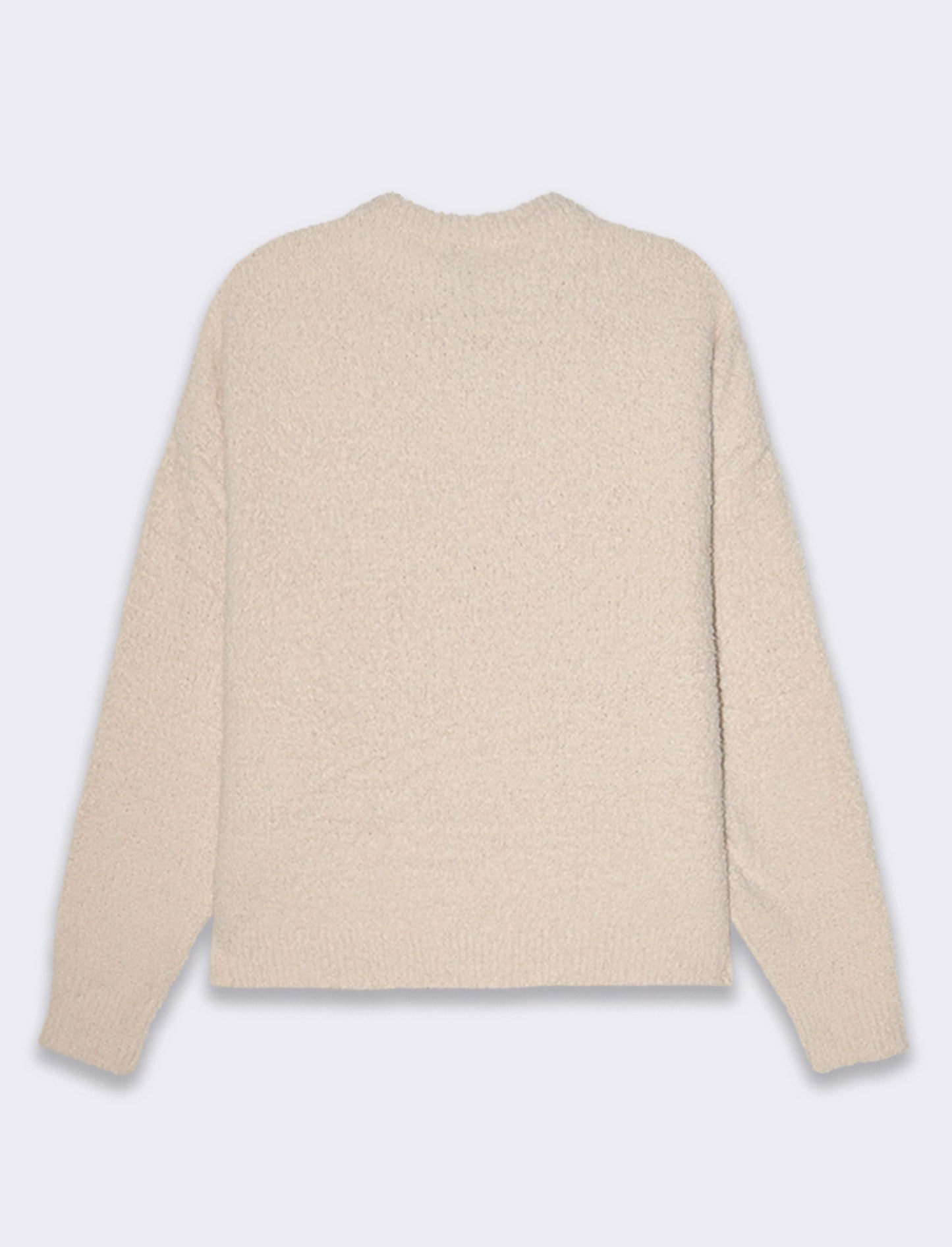Maglia girocollo e manica lunga taglio crop  tessuto effetto pelliccia - Avorio