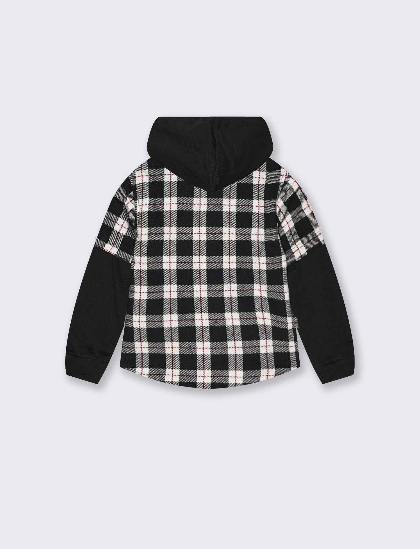Camicia flanella a quadri con cappuccio - Nero