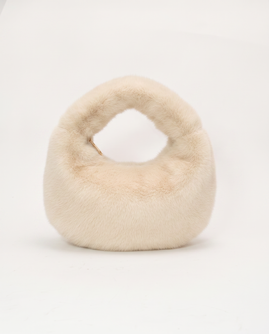 Borsa a mano in finta pelliccia - Beige