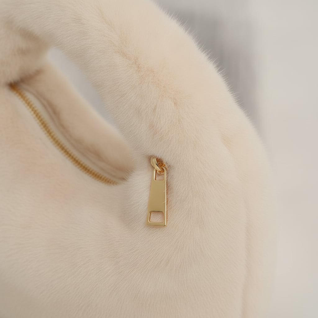 Borsa a mano in finta pelliccia - Beige